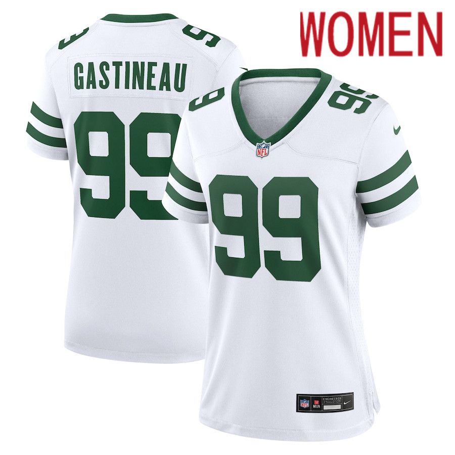 Women New York Jets #99 Mark Gastineau Nike White Legacy Retired Player Game NFL Jersey->women nfl jersey->Women Jersey